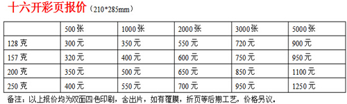 16開彩頁印刷報價